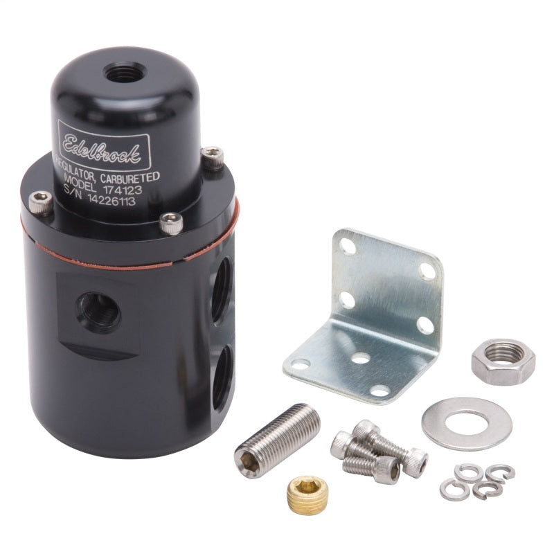 Edelbrock Fuel Pressure Regulator Carbureted 160 GPH 5-10 PSI 3/8In In/Out Returnless Black-thumbmail-2