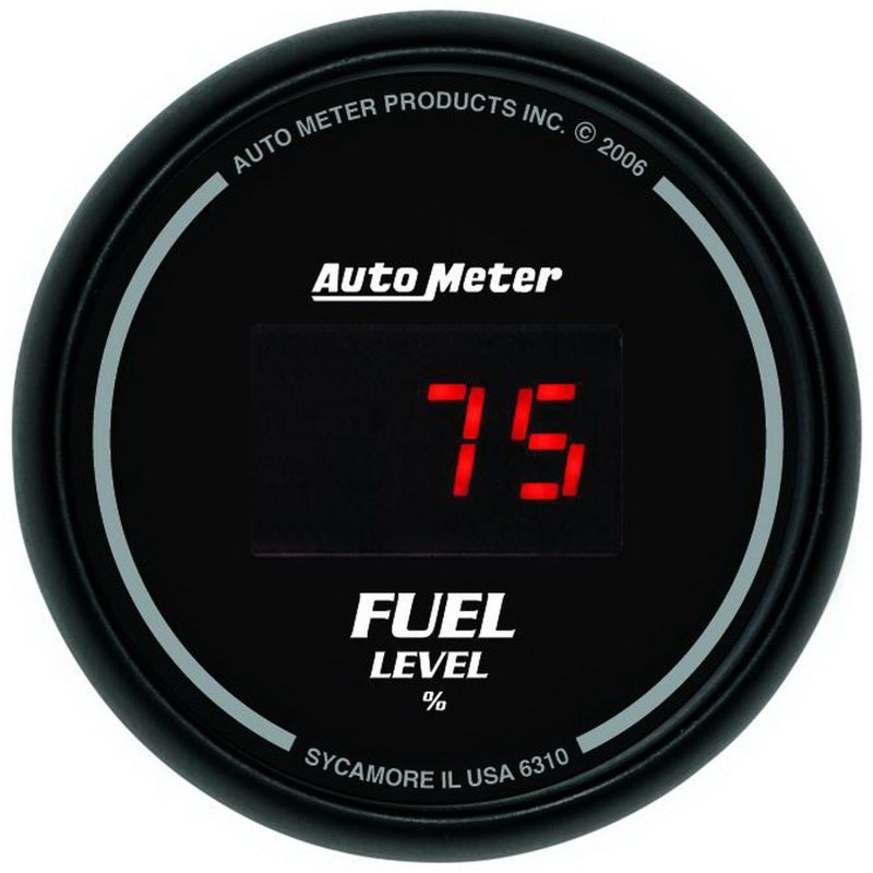 Autometer 52mm Black Digital Programmable Empty-Full Fuel Level Gauge