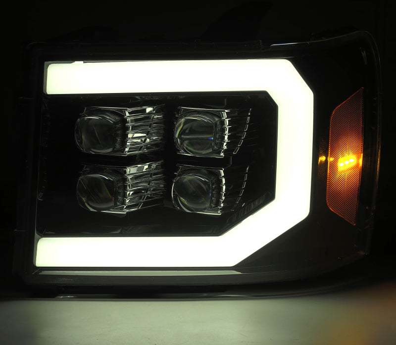 AlphaRex 07-14 GMC 2500HD NOVA LED Proj Headlight Plank Style Matte Blk w/Activ Light/Seq Signal/DRL-thumbmail-4