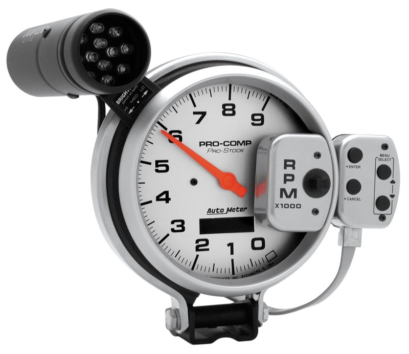 Autometer Ultra-Lite 127mm Tachometer 0-9000 RPM Pro-Stock Pedestal w/ Super Lite and Peak Mem-thumbmail-1