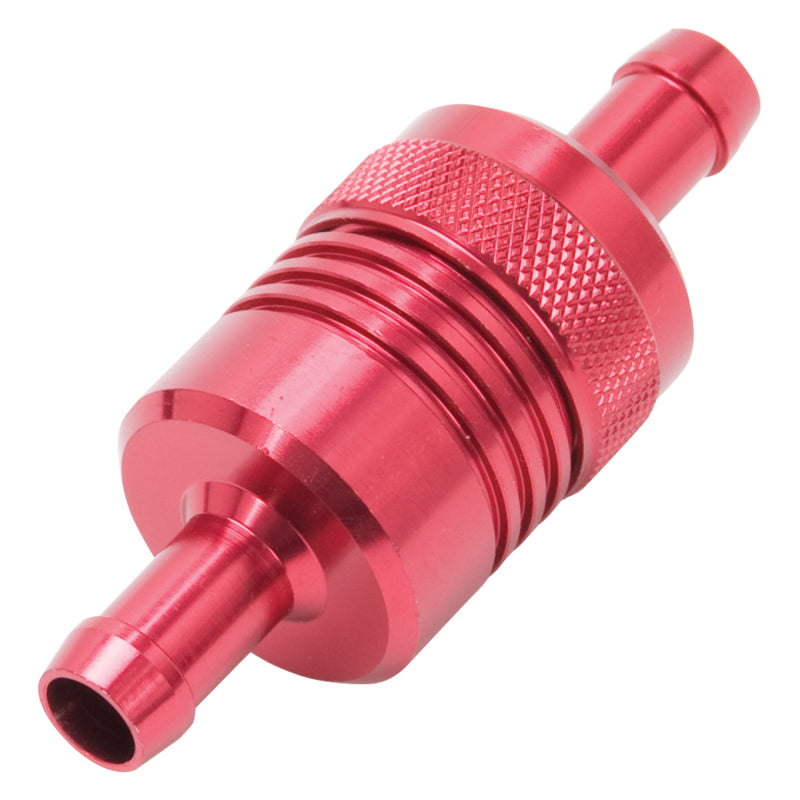 Edelbrock Fuel Filter Aluminum 3In X 01/ 1/8In 3/8In Inlet/Outlet Red-thumbmail-4