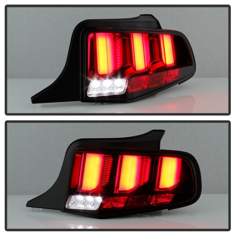 Spyder 10-12 Ford Mustang Red Light Bar LED Sequential Tail Lights - Blk ALT-YD-FM10-RBLED-BK