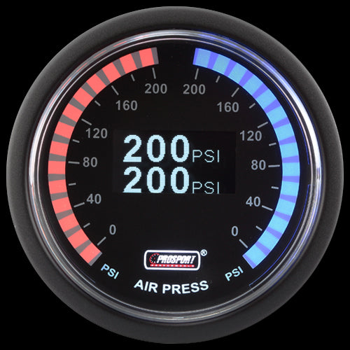 Prosport 2-1/16" Digital Dual Air Pressure Gauge - OLED Display
