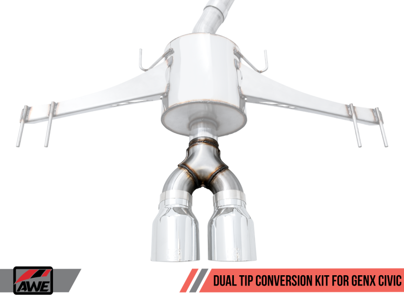 AWE Tuning 17+ Honda Civic SI 1.5L / Type R 2.0L Turbo Triple-to-Dual Tip Conversion Kit-thumbmail-2