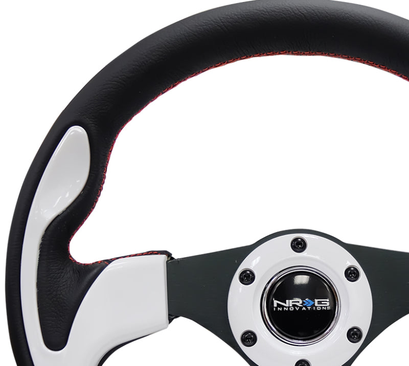 NRG Reinforced Steering Wheel (320mm) Blk w/White Trim & 4mm 3-Spoke-thumbmail-5