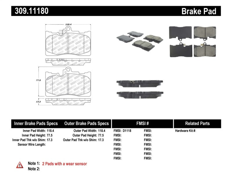 StopTech Performance 06 Lexus GS300/430 / 07-08 GS350 / 06-08 IS350 Front Brake Pads-thumbmail-2