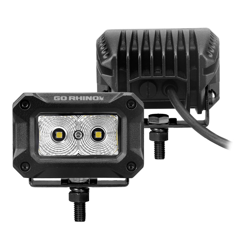 Go Rhino Xplor Bright Series Rectangle LED Flood Light Kit (Surface/Thread Std Mnt) 3x2 - Blk (Pair)-thumbmail-3