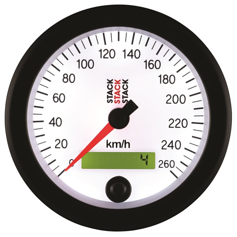 Autometer Stack Instruments 88MM 0-260 KM/H Programmable Speedometer - White-thumbmail-3