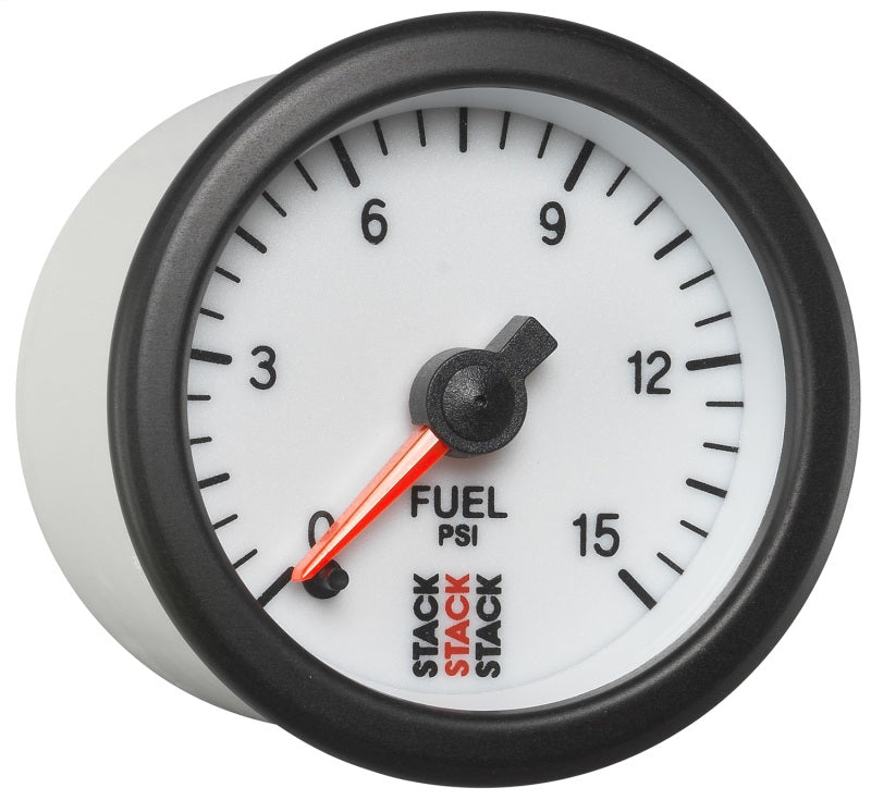 Autometer Stack 52mm 0-15 PSI 1/8in NPTF Male Pro Stepper Motor Fuel Pressure Gauge - White-thumbmail-3
