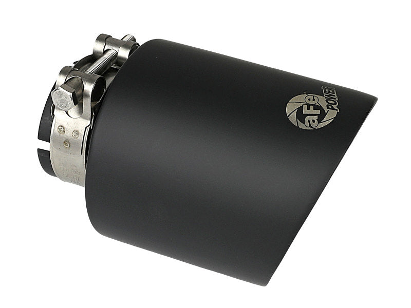 aFe Takeda 304 SS Clamp-On Exhaust Tip 2.5in. Inlet / 4.5in. Outlet / 7in. L - Black-thumbmail-1
