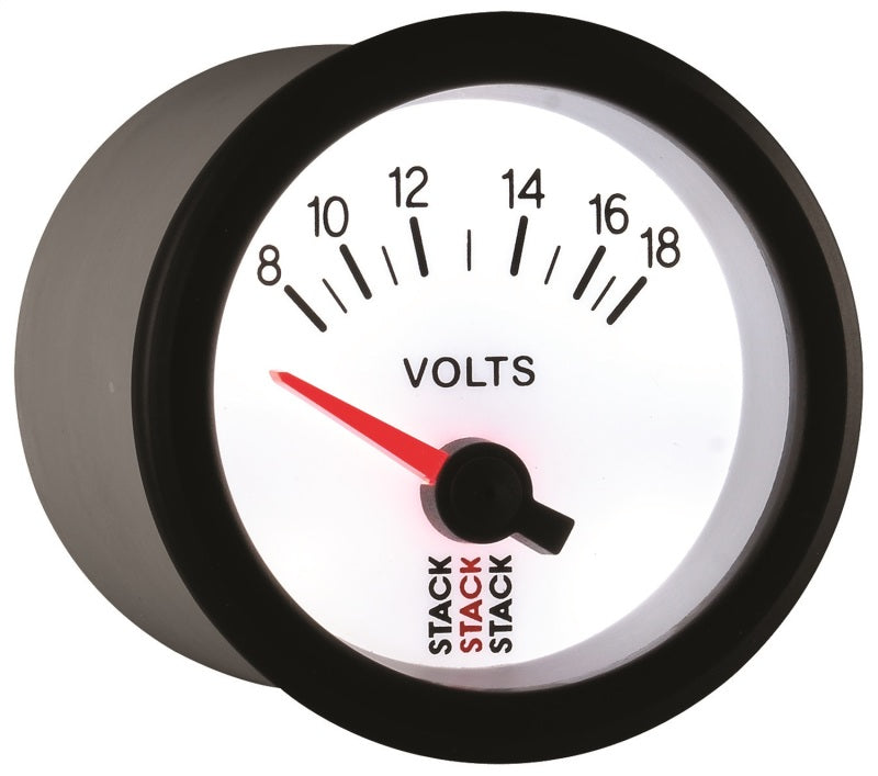 Autometer Stack 52mm 8-18V Electric Battery Voltage Gauge - White-thumbmail-3