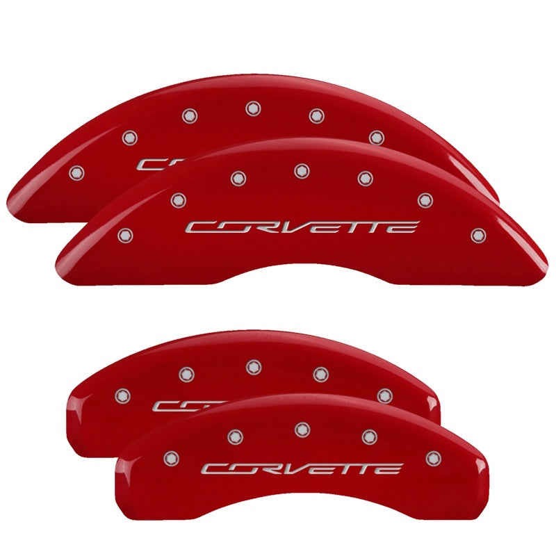 MGP 4 Caliper Covers Engraved Front & Rear C7/Corvette Red finish silver ch-thumbmail-2