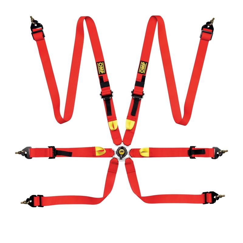 OMP Safety Harness First 2In Red (Fia 8853-2016) Pull Up - Steel Adj-thumbmail-1
