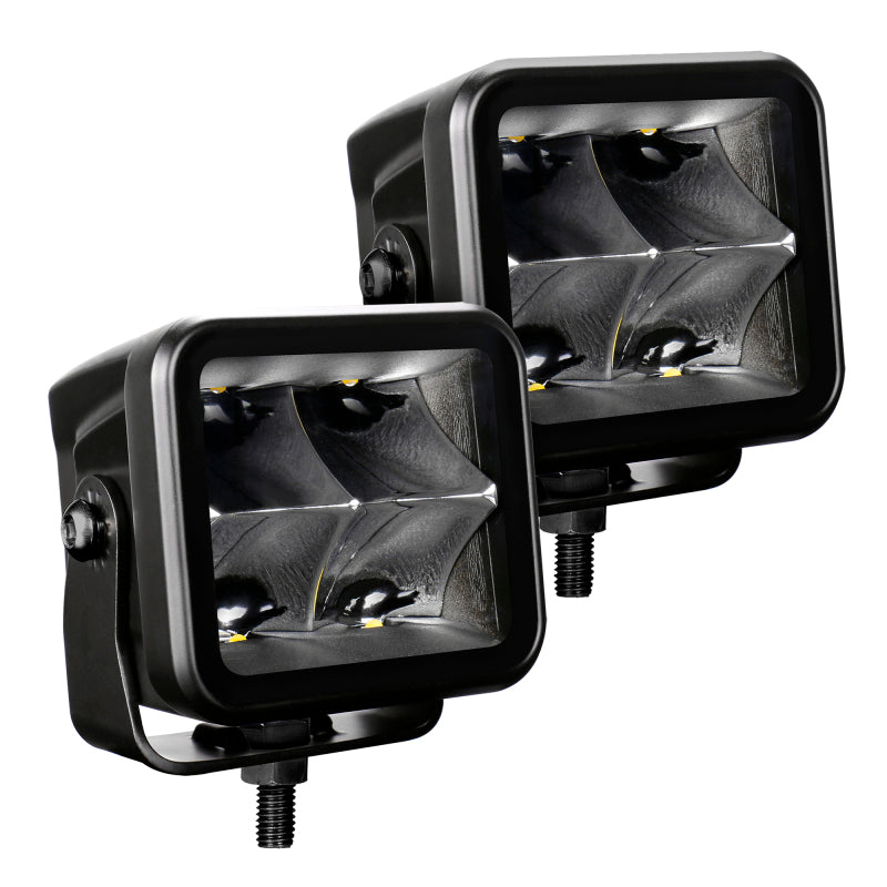 Go Rhino Xplor Blackout Series Cube LED Spot Light Kit (Surface/Threaded Stud Mnt) 3x3 - Blk (Pair)-thumbmail-9