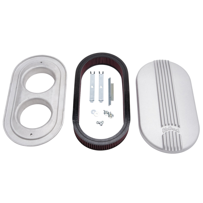 Edelbrock Air Cleaner Classic Series Oval Aluminum 17 5In X 9 35In X 4 45In Dual Carburetor-thumbmail-2