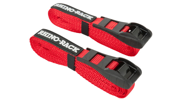 Rhino-Rack Rapid Tie Down Straps w/Buckle Protector - 4.5m/15ft - Pair - Red-thumbmail-2