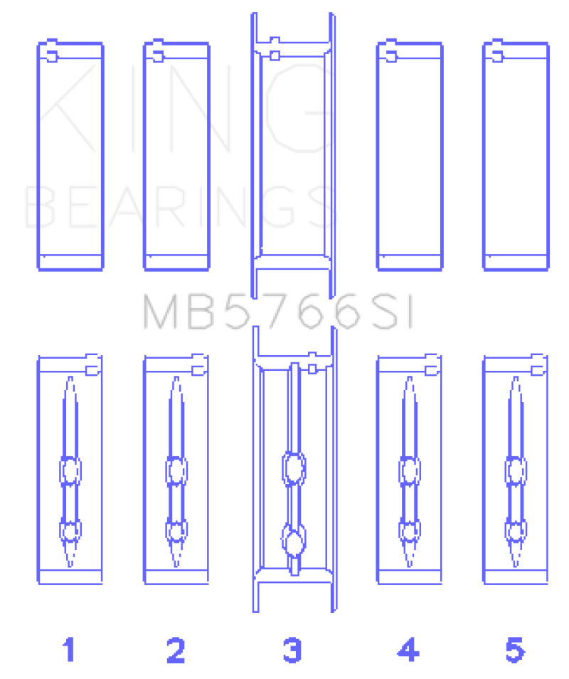 King GM LS1/2/4/6 (Housing Bore +.010) (Size STD) Main Bearing Set-thumbmail-1