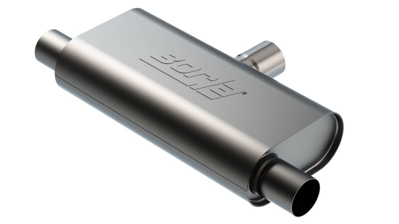 Borla T- Flow Universal Muffler - 2.5in Single Inlet/2.5in Dual Outlet 24in OAL 4.25x9.10x18in Body-thumbmail-1