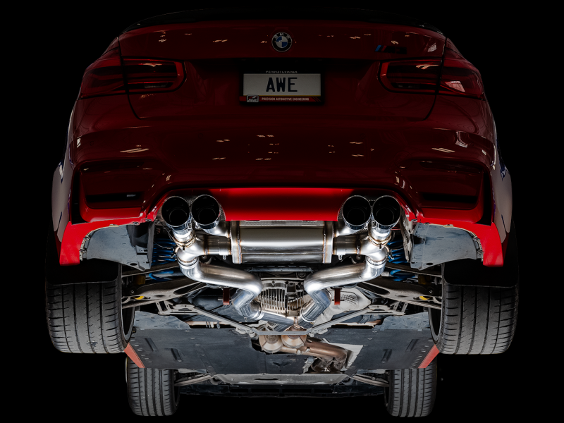 AWE Tuning BMW F8X M3/M4 Track Edition Catback Exhaust - Diamond Black Tips-thumbmail-3
