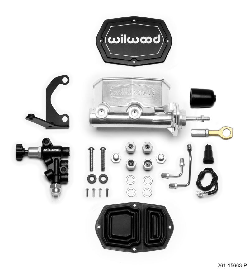 Wilwood Compact Tandem M/C - 7/8in Bore w/RH Bracket and Valve (Mustang Pushrod) - Ball Burnished-thumbmail-1