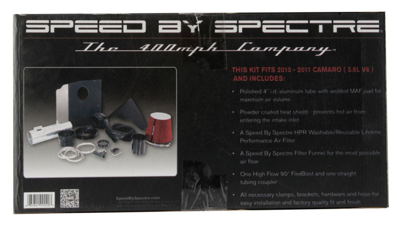 Spectre 10-11 Chevy Camaro V6-3.6L F/I Air Intake Kit - Clear Anodized w/Red Filter-thumbmail-5