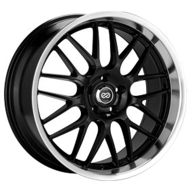 Enkei Lusso 18x8 40mm Offset 5x120 Bolt Pattern Black w/ Machine Lip Wheel-thumbmail-1