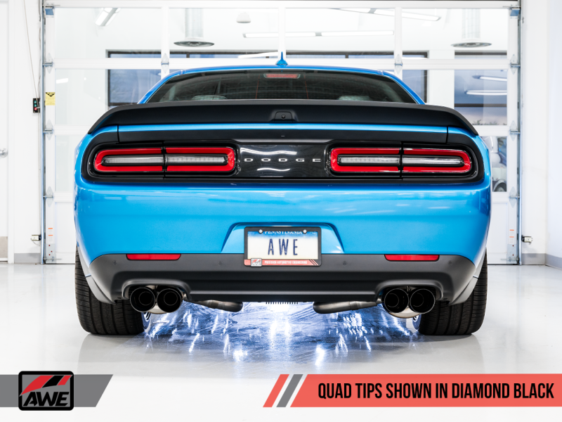 AWE Tuning 2015+ Dodge Challenger 6.4L/6.2L SC Track Edition Exhaust - Quad Diamond Black Tips-thumbmail-3