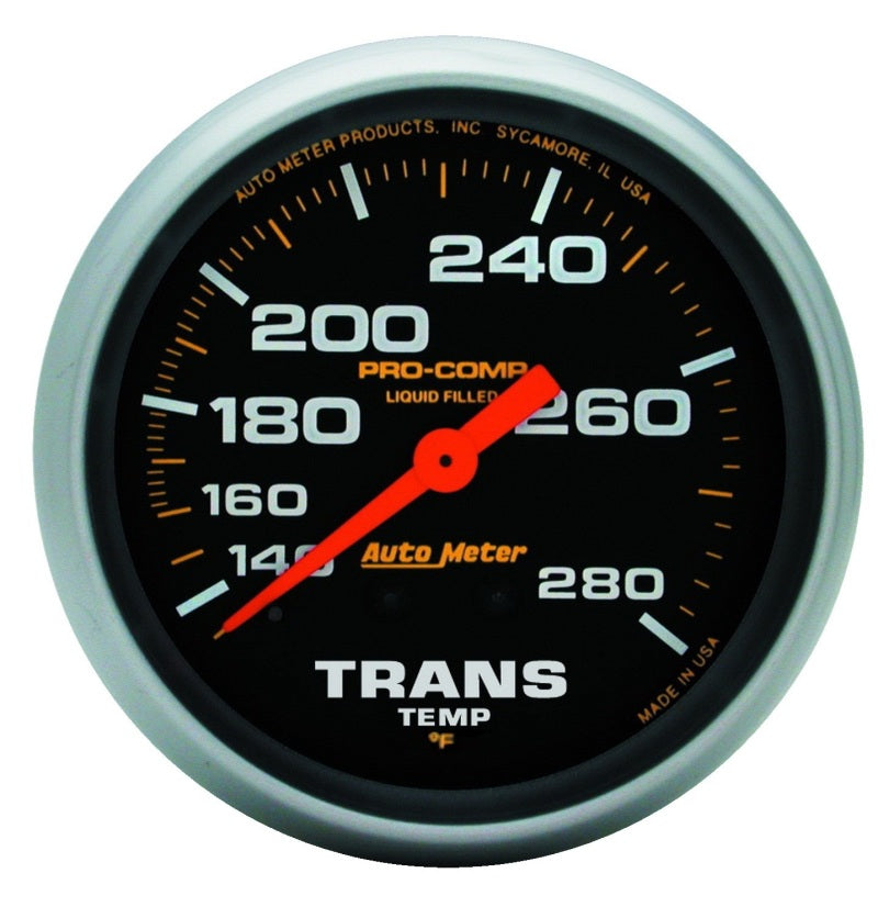 Autometer Liquid Filled Mechanical 66.7mm 140-280 deg F Termperature Gauge Includes 8 ft Tubing-thumbmail-1