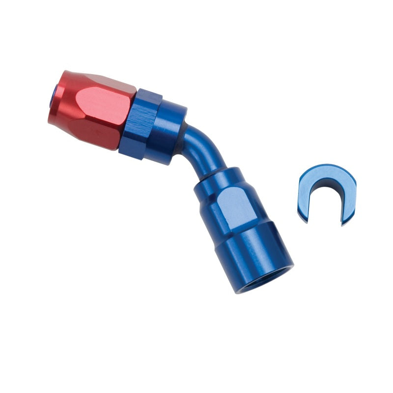 Russell Performance 5/16in SAE Quick Disc Female to -6 Hose Red/Blue 45 Degree Hose End-thumbmail-3