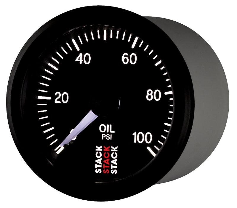 Autometer Stack 52mm 0-100 PSI 1/8in NPTF (M) Mechanical Oil Pressure Gauge - Black-thumbmail-3