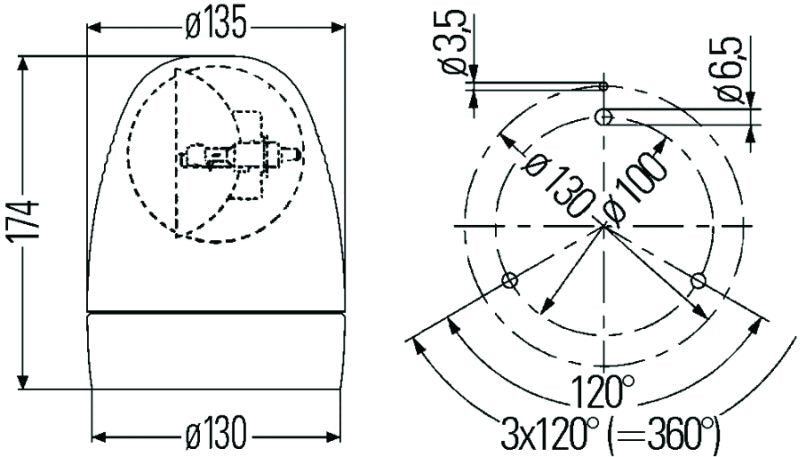 Hella Rotating Beacon H12V Yellow Mg12 2Rl-thumbmail-2