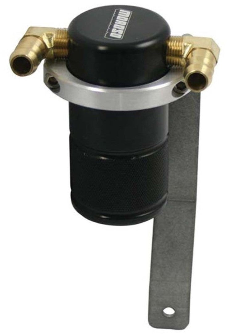 Moroso 05-10 Chrysler 5.7L (w/Stock Intake) Air/Oil Separator Catch Can - Billet Aluminum - Black-thumbmail-1