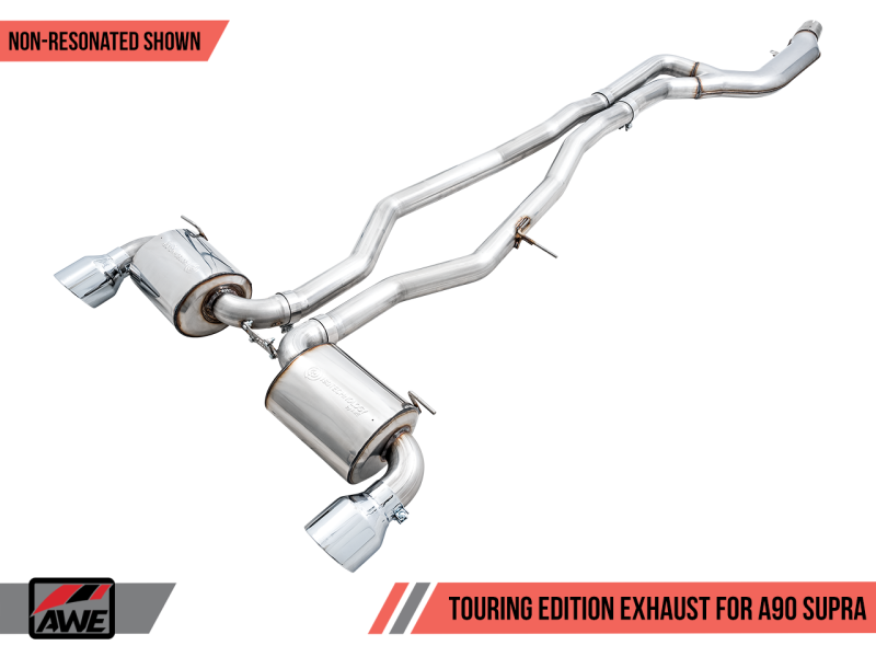 AWE 2020 Toyota Supra A90 Non-Resonated Touring Edition Exhaust - 5in Diamond Black Tips-thumbmail-4
