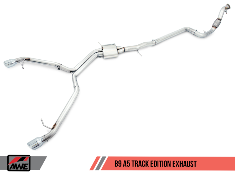 AWE Tuning Audi B9 A5 Track Edition Exhaust Dual Outlet - Chrome Silver Tips (Includes DP)-thumbmail-2