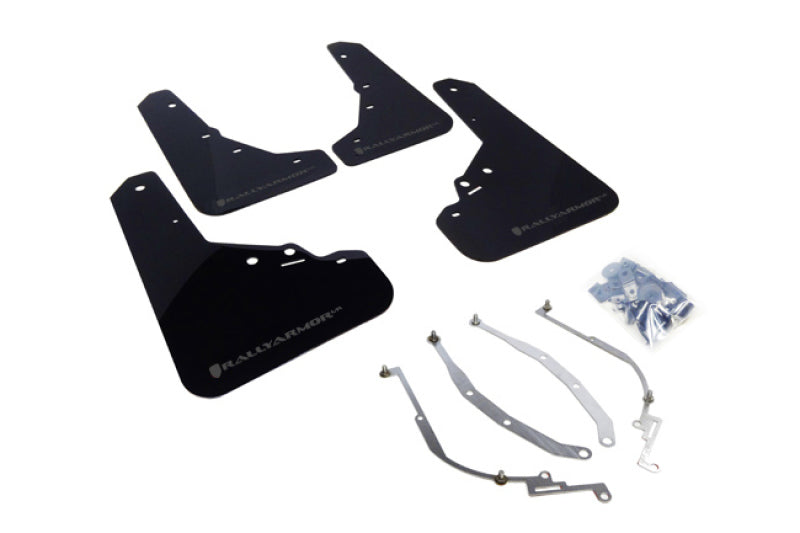 Rally Armor 12-18 Fiat 500 (Pop/Sport/Lounge/Abarth) Black UR Mud Flap w/ Grey Logo-thumbmail-1