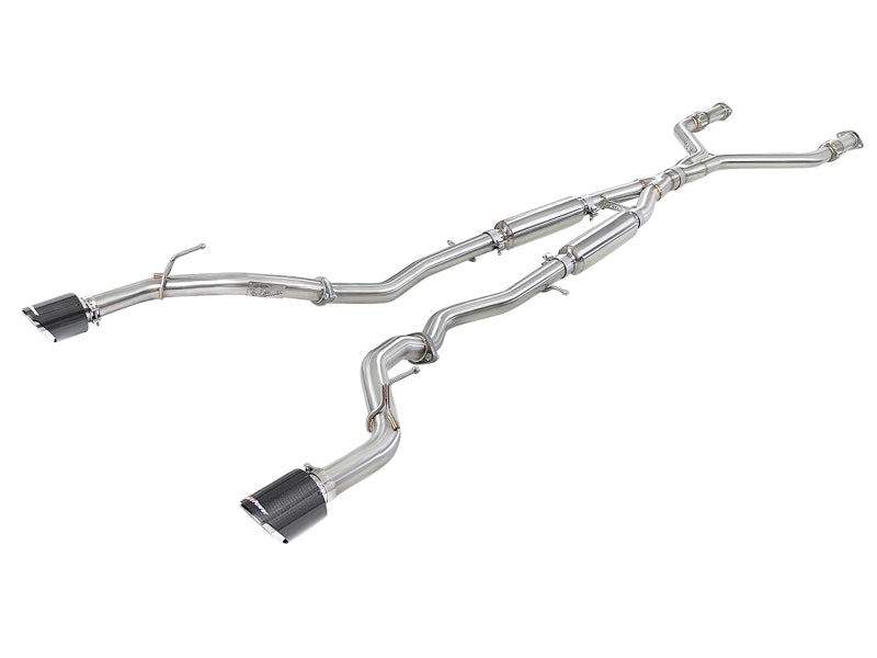aFe Takeda 2.5in 304 SS Cat-Back Exhaust System w/ Carbon Fiber Tips 16-18 Infiniti Q50 V6-3.0L (tt)-thumbmail-1