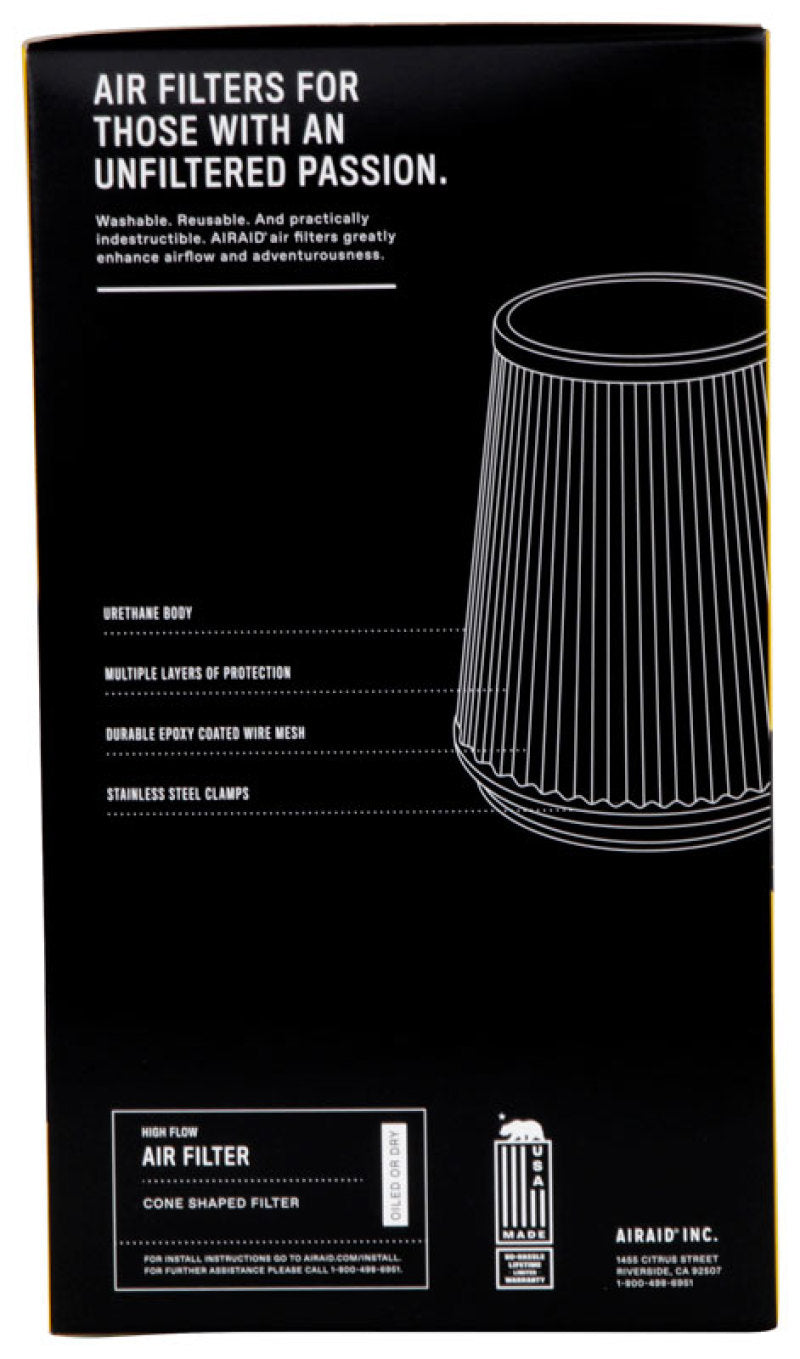Airaid Universal Air Filter - Cone 3-1/2in Flange x 6in Base x 4-5/8in Top x 9in Height - Synthaflow-thumbmail-3