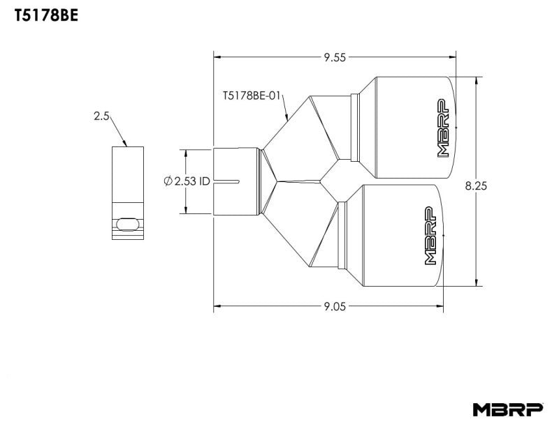 MBRP Burnt End Tip 2.5 ID Dual 4 OD Out 9.5 length Single wall 304 Stainless Steel Driver Side-thumbmail-6