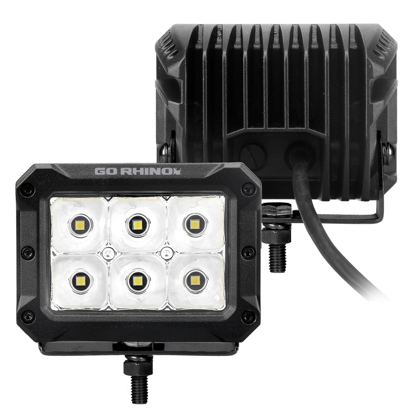 Go Rhino Xplor Bright Series Rectangle LED Spot Light Kit (Surface/Thread Stud Mnt) 4x3 - Blk (Pair)-thumbmail-3