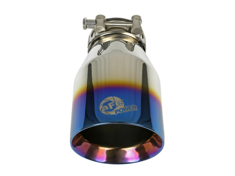 aFe Mach Force XP 304 Stainless Steel Clamp-On Exhaust Tip 2.5in Inlet / 4in Outlet - Blue Flame-thumbmail-3