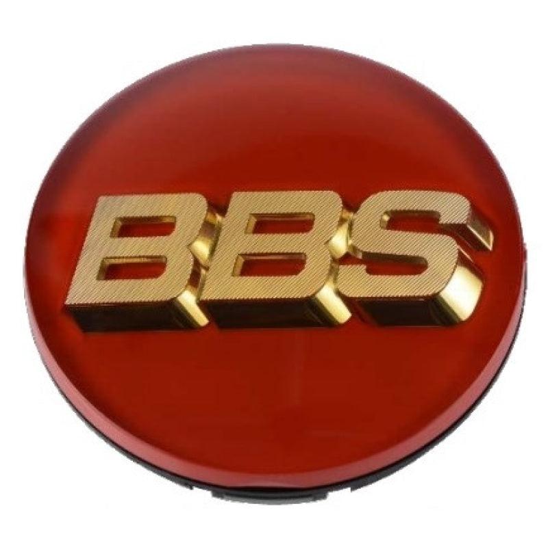 BBS Center Cap - 70mm Red w/ Gold 3D Logo (4-tab)-thumbmail-1