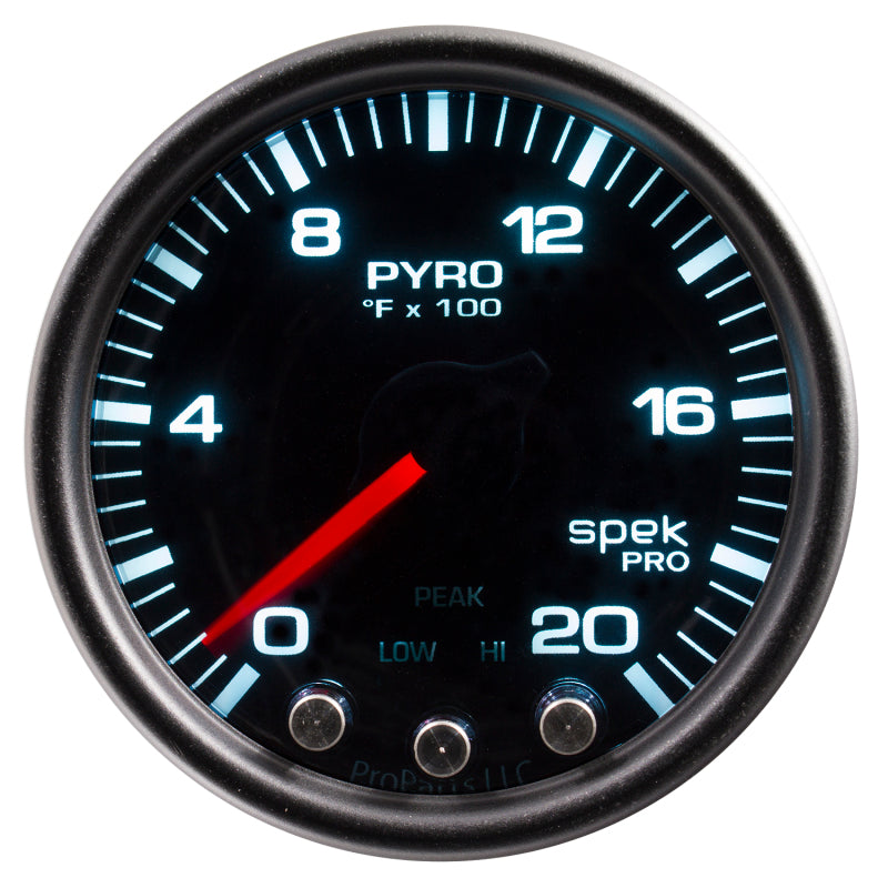 Autometer Spek-Pro Gauge Pyro. (Egt) 2 1/16in 2000f Stepper Motor W/Peak & Warn Blk/Smoke/Blk-thumbmail-2