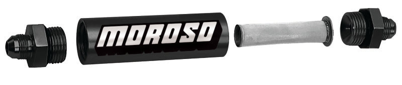 Moroso In-Line Fuel Filter - 6.5in -8An - 40 Micron SS Filter - Aluminum-thumbmail-1