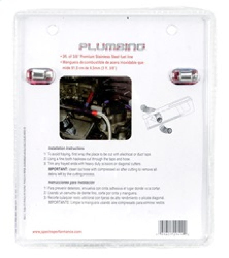 Spectre Stainless Steel Flex Fuel Line 3/8in. ID - 3ft. w/Clamps Red/Blue-thumbmail-5