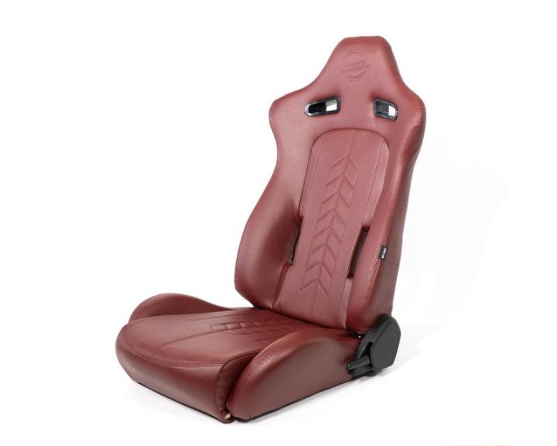 NRG Reclinable Sport Seats (Pair) The Arrow Maroon Vinyl w/ Pressed NRG logo w/ Maroon Stitch-thumbmail-3