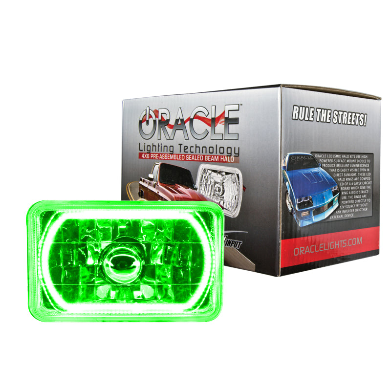 Oracle Pre-Installed Lights 4x6 IN. Sealed Beam - Green Halo-thumbmail-1