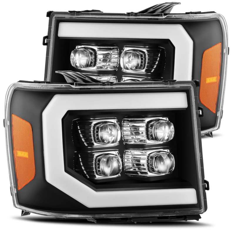 AlphaRex 07-13 GMC 1500HD NOVA LED Proj Headlight Plank Style Gloss Blk w/Activ Light/Seq Signal/DRL-thumbmail-2