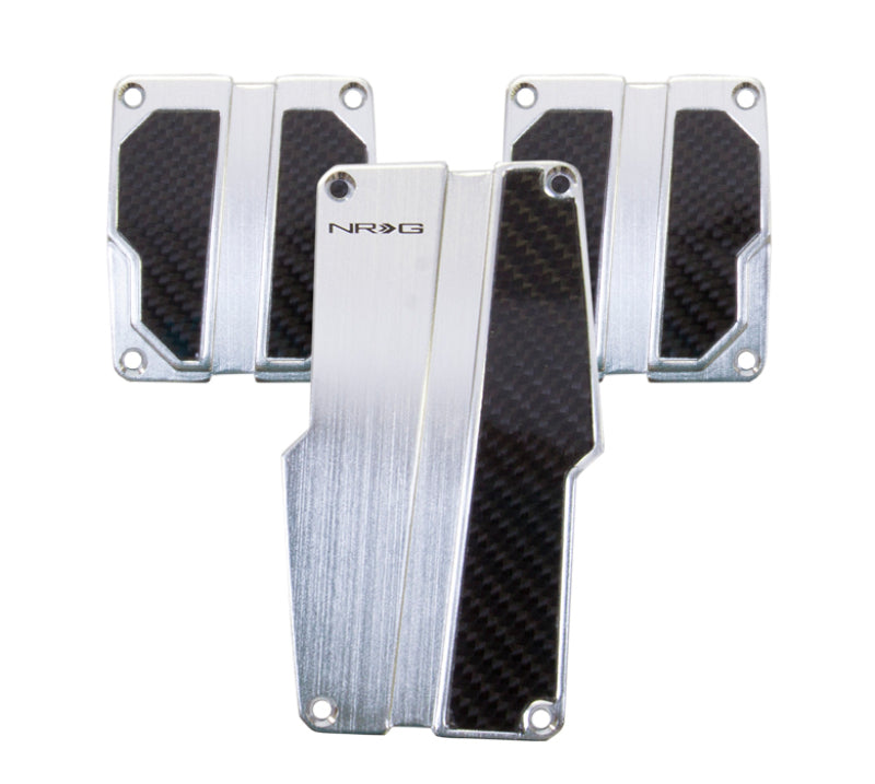 NRG Brushed Aluminum Sport Pedal M/T - Silver w/Black Carbon-thumbmail-2