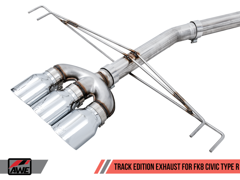 AWE Tuning 2017+ Honda Civic Type R Track Edition Exhaust w/Front Pipe & Triple Chrome Silver Tips-thumbmail-3