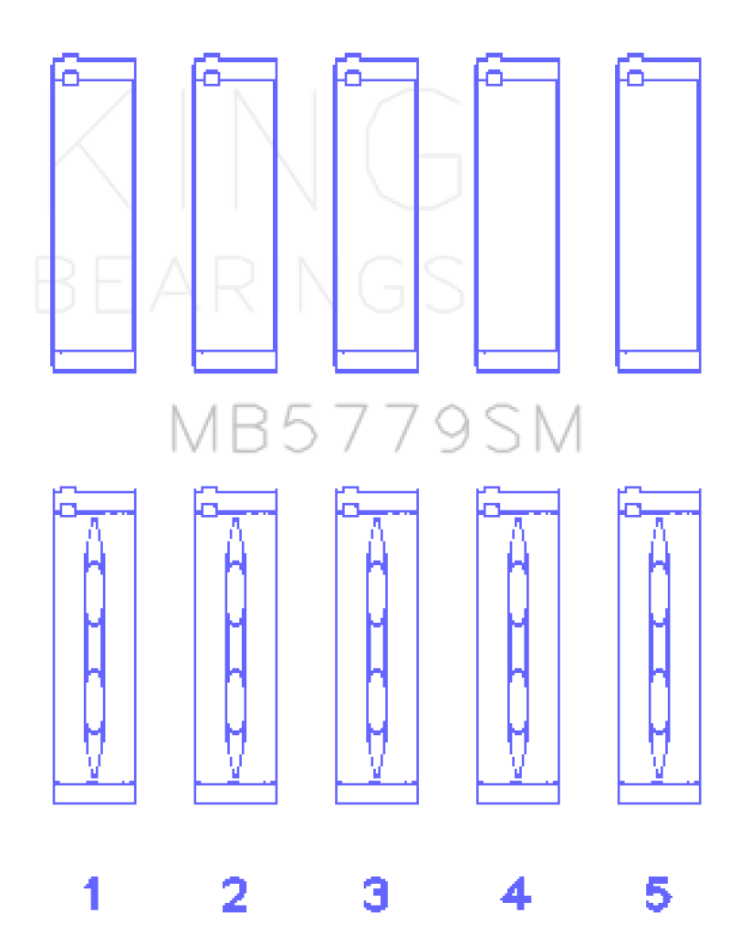 King Audi CDAA / CDHA / CDHB / CDAB (Size STD) Main Bearing Set (Set of 5)-thumbmail-1